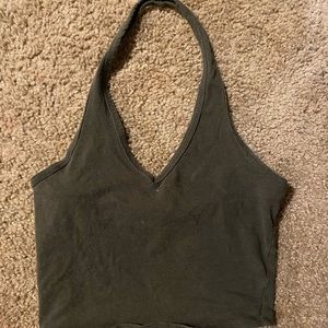 Green Halter Top Cropped